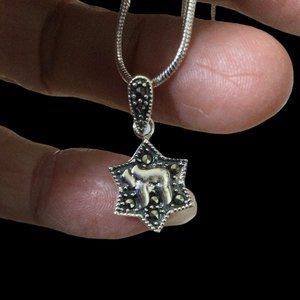 Silver Star of David & Chay with Marcasites